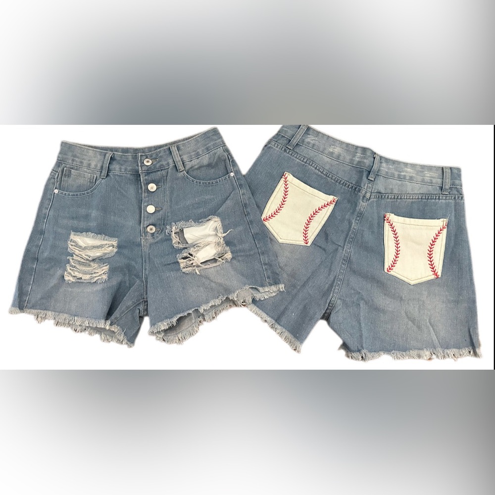 Denim Baseball Laced Shorts